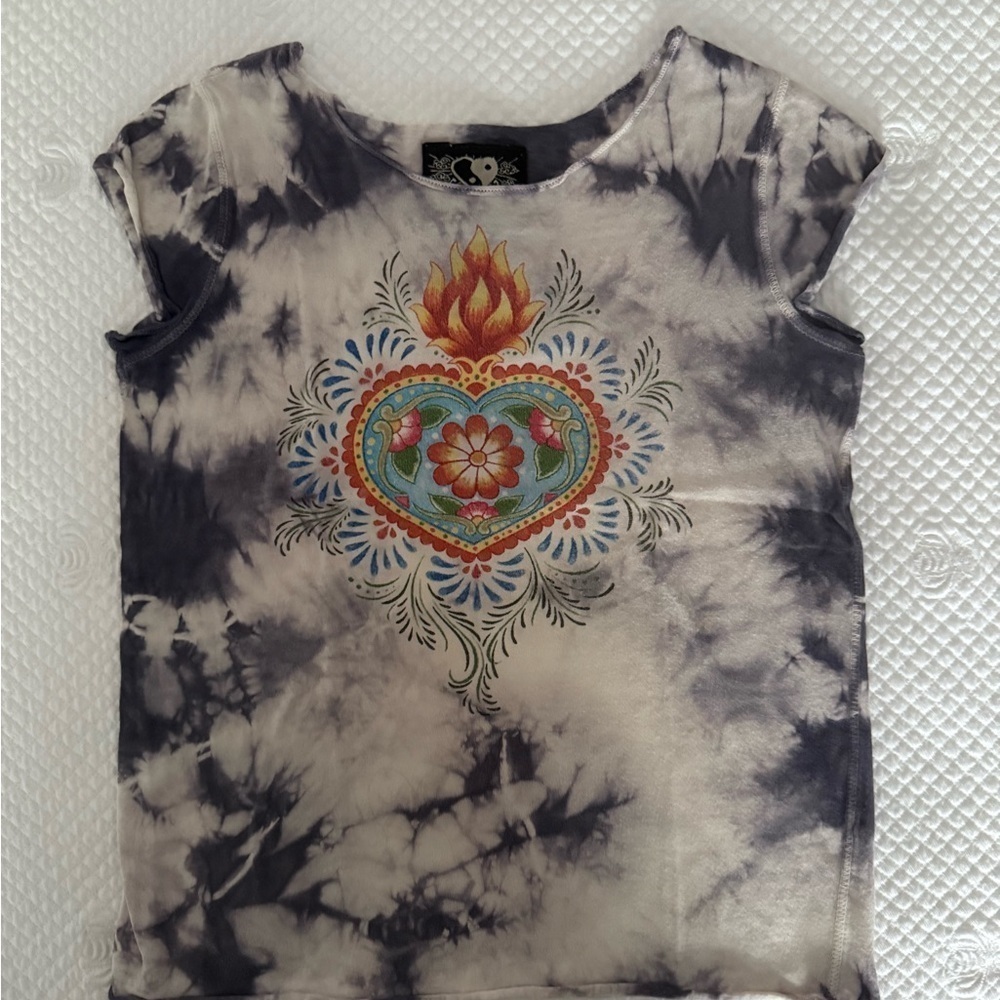 Lucky Brand Black and White Short Sleeve Tee with Graphic Design